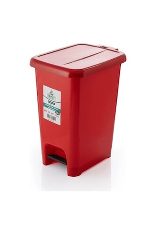 Ceymop Pedallı Kırmızı Slim Çöp Kovası 50 L Kırmızı