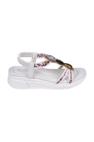 Guja Taşlı Comfort 5cm Dolgu Taban Kadın Sandalet Gj-26y1542 Beyaz