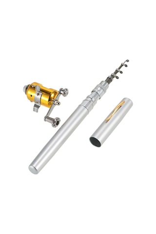 Gümüş Olta Makarası Seti Teleskopik Taşınabilir + Olta Lures Yemler Jig Kancaları