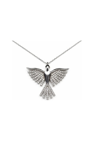 925 Ayar Gümüş Işıltılı Zirkon Taşlı Kuş Figürlü Kolye Doğum Günü, Yıldönümü Hediyesi 44cm Gümüş - 818381254 Gümüş