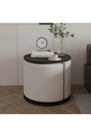 Vexana Puflu Yan Sehpa Saklanabilir Puflu Servis Sehpası Antrasit