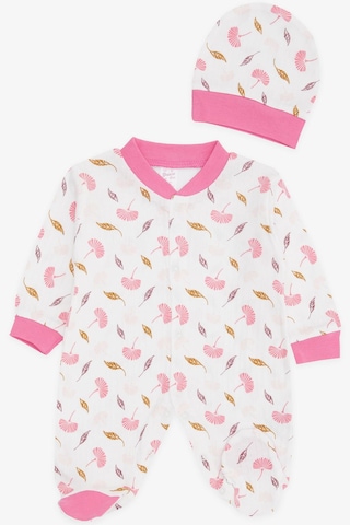 Breeze Kız Bebek Patikli Tulum Çiçek Desenli 0-3 Ay-6 Ay, Ekru-ekru Ekru