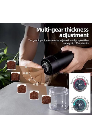 Wezone Seramik Öğütüçü Çekirdekli Kahve Değirmeni, Sonsuz Kalınlık Ayarı, Otomatik Kapatma, 25g Fincan, 120ml Toz Kabı, Type-c Şarjlı, Taşınabilir, 1250mah Pil, Beyaz Beyaz