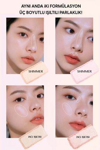 İnci Tanecikli Yoğun Işıltı Sağlayan 2 Li Highlighter Clio Prism Highlighter Duo 01 Cream Fizz