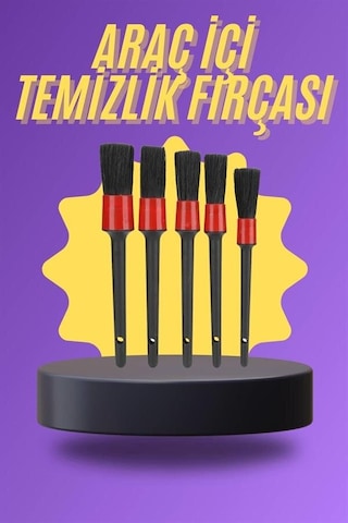 Hepsi 5 Parça Araç İçi Temizlik Fırçası Araç İçi-dışı Temizleme Fırça Seti Najmaddin