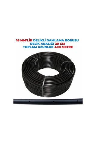 16 Mm Lik Delik Aralığı 20 Cm Damlama Hortumu Basınca Dayanıklı Bahçe Sulama 400 Metre