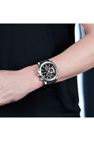 Yunboo Megir 2101 Erkek Kol Saati - Kuvars Hareketli, 3atm Su Geçirmez, Büyük Ekran, Takvim, Kronometre, Silikon Kordon, Siyah Kadran Ve Kasa Çok Renkli