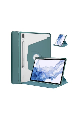 Samsung Uyumlu Galaxy Tab S7 Fe Lte T737 T736 T733 T730 Kılıf Termik Kalem Bölmeli Dönebilen Standlı Kılıf