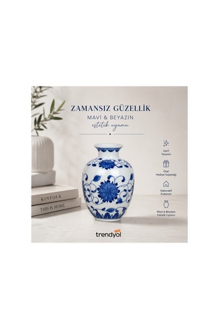 Bleu Blanc Vazo 12 Cm Çok Renkli
