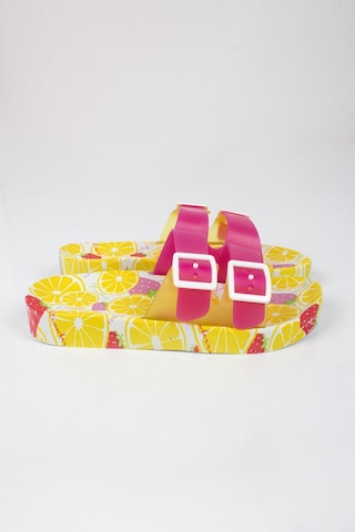 Kız Çocuk Limon Temalı Terlik-5731-pembe Pembe