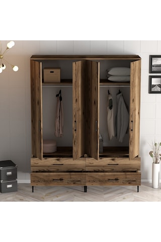 Variant Kumsal 4 Kapılı Tt Gardrop - Ceviz / Ceviz