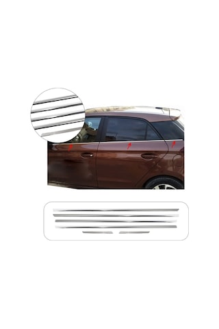 Hyundai İ20 Uyumlu 2014 Ve Üzeri Krom Cam Çıtası 6 Parça Paslanmaz Çelik