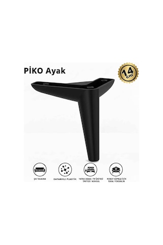 Piko 14 Cm Siyah Koltuk Baza Dolap Tv Ünitesi Yatak Odası Konsol Çocuk Ve Genç Odası Ayağı Siyah