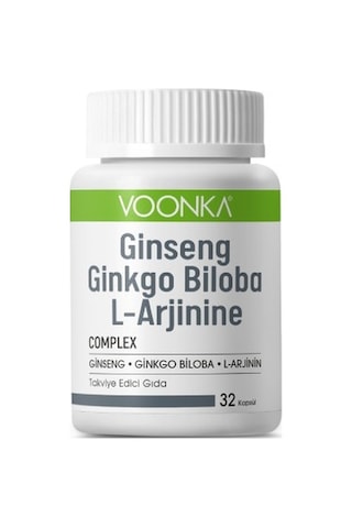 Voonka Ginseng Ginkgo Biloba L-Arginine 32   Kapsül