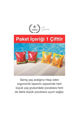 Meyve Desen Güvenli 5-12 Yaş Çocuklar İçin Yüzme Kolluk Deniz Havuz Şişme Kolluğu Yüzücü Hava Odalı