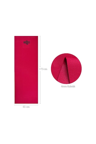 Woqes Egzersiz Matı 6mm Kalınlık 173x61 Cm Kaymaz Pilates Ve Fitness Matı Koyu Kırmızı