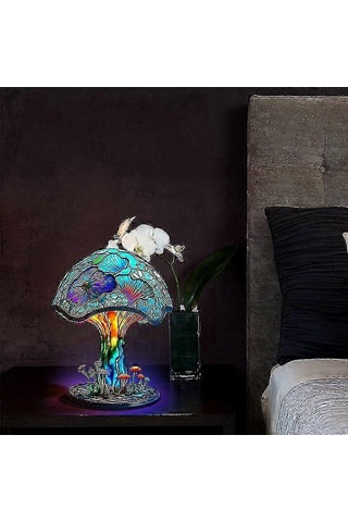 Mantar Şekilli Oturma Odası İçin Dekoratif Vitray Lamba Renk 5 Diğer