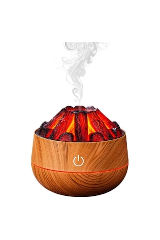 Hava Nemlendirici,aroma Difüzörü Şömine Görünümlü Alev Buhar Makinesi Kahverengi
