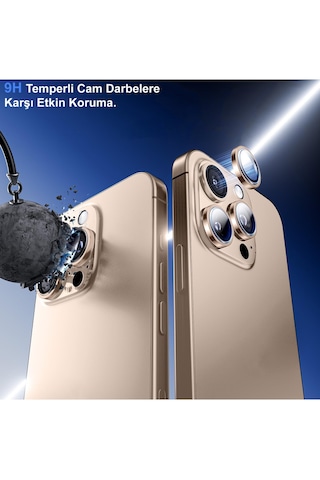 İphone 16 Pro Uyumlu Metal Çerçeveli Kamera Lens Koruyucu-gri