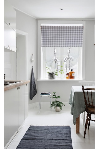 Naturel Potlu Ekose Tül Perde Retro Gri