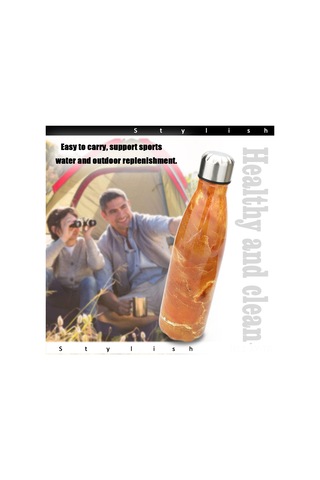 Shineyee Stok Gümüşi Su İçme Kuşağı 500ml, 24 Saat Soğuk/12 Saat Sıcak Saklama, Doğa Desenli, Spor Ve Dışarıda Kullanıma Uygun, Agate Sarısı