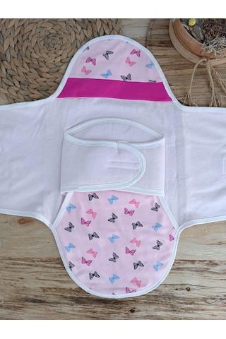 Yenidoğan İlk Baharın Ceylanı Nakışlı Çıt Çıt Kapama Bebek Kundak Pembe