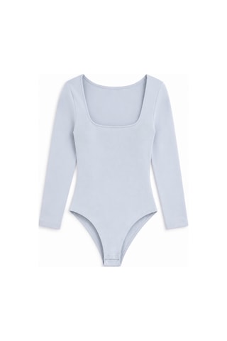Feg Store Buz Mavisi Uzun Kollu Kare Yaka Alttan Çıtçıtlı Body Mavi