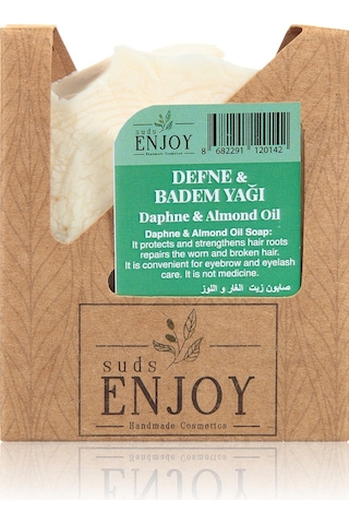 Suds Enjoy El Yapımı Yüz Saç ve Vücut için Doğal Defne & Badem Yağı Sabunu 100 G