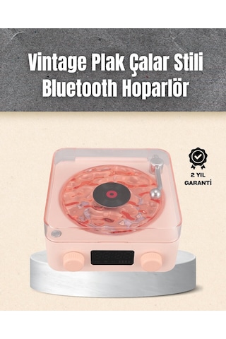 Retro Bluetooth Hoparlör - Yumuşak Gece Lambası Ve Saat Göstergeli Çok Renkli