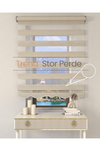 Sütlü Kahve Etek Dilimli Zebra Stor Güneşlik Perde Kırık Sütlü Kahve