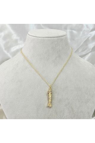 Renkli Taşlı Hareketli Balık Kolye Gold Gold