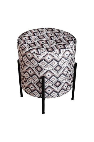 Beymobilya Puf Yuvarlak (Çelik Ayak) (Egzotik Desen)