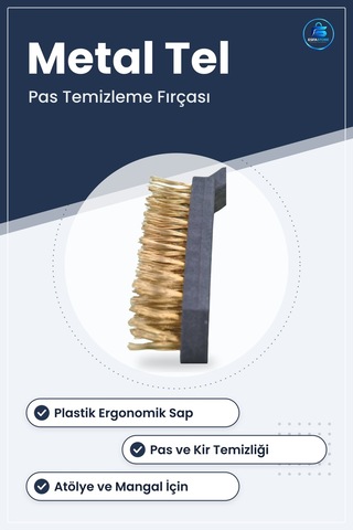 Metal Tel Fırça Plastik Saplı Pas Kir Sökme Temizleme Fırçası Erg