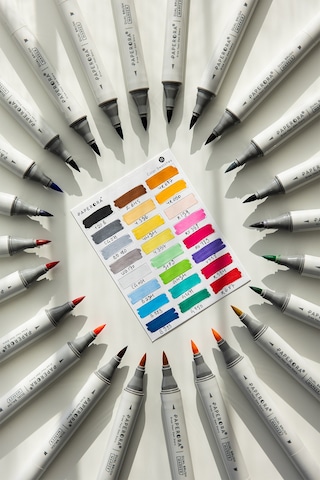 24 Lü Çift Uçlu Alkol Bazlı Marker Kalem Seti Brush + Chisel