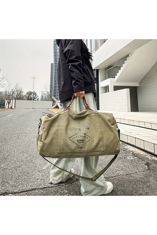 Sandwich Motion003 Beyaz Hafif Vintage Tote Çantası Büyük Kapasiteli Spor Seyahat Çantası Beyaz/ Beyaz