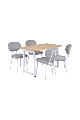 Vilinze Deniz Sandalye Biga Mdf Sabit Metal Ayak Mutfak Masası Takımı - 70x120 Cmbiga70120yr-bn-lkn01-beyaz-dnz-saçıkgri Sigma Açık Gri
