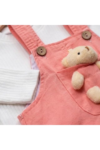 Wizly Baby Oyuncak Ayılı Kenet Jile Ve Body Takım Somon