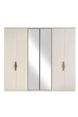 Solis Tamamı Mdf 6 Membranlı Kapaklı Reflekte Camlı Gardırop Dolap Beyaz