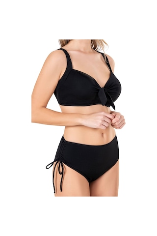 Endeep Kadın Fiyonk Detaylı Siyah Büyük Beden Bikini Takımı-siyah