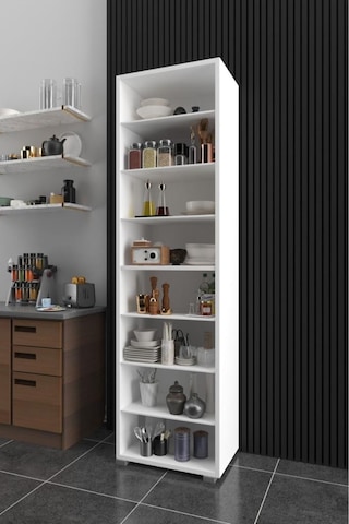 Açık 8 Raflı 180 Cm Banyo Dolabı Havlu Dolabı Deterjan Dolabı Banyo Düzenleyici Banyo Rafı Beyaz Beyaz