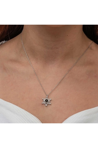 Gümüş 100 Dilde Seni Seviyorum Kar Tanesi Kadın Kolye Sl9097 Gümüş