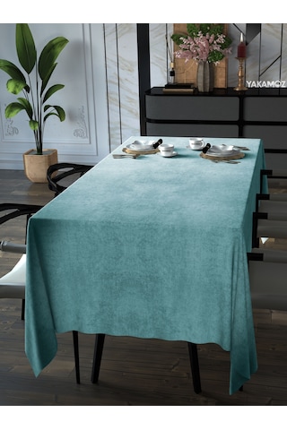 Nil Yeşili Kadife Dokulu Masa Örtüsü Dertsiz Velvet Touch Serisi Nil Yeşili