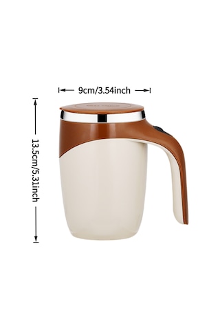 Hfambition Otomatik Manyetik Karıştırıcı 304 Çelik Kahve Bardak, 350ml Beyaz, Eldivenli Tasarım, Kolay Kullanım Siyah