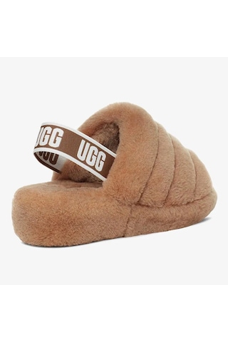 Ugg W Fluff Yeah Slide Leather Womens Slide Hakiki Koyun Derisi Kadın Terlik Taba Taba