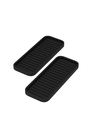 Xurunkeji Parça Mutfak Silikon Lavabo Tutucu Sabunluk Tezgah Tepsisi Banyo Duş Şampuan Şişesi Saklama Tepsisi Süzgeç Pedi Siyah