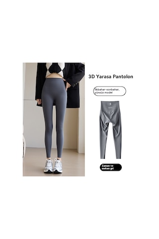 Kadın Sonbahar Ve Kış Peluş Kalınlaştırılmış Tayt - İlkbahar Ve Sonbahar Gri