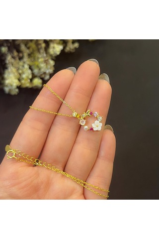 Stela Çiçek Gümüş Kolye Sarı