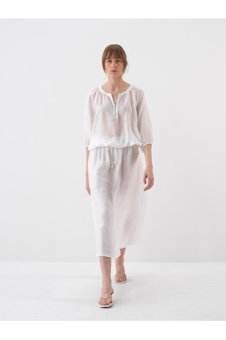 Xint Beyaz Doğal Akışlı Oversize Bluz 751121