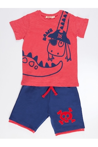 Denokids Korsan Dino Erkek Şort Takım Çok Renkli