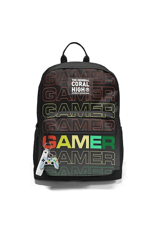 Coral High Dört Bölmeli Siyah Gri Gamer Ortaokul Çantası - Erkek Çocuk